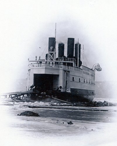 Yard No. 647, Baikal. Bow View of the Ice-Breaking Train Ferry Steamer Baikal by English Photographer